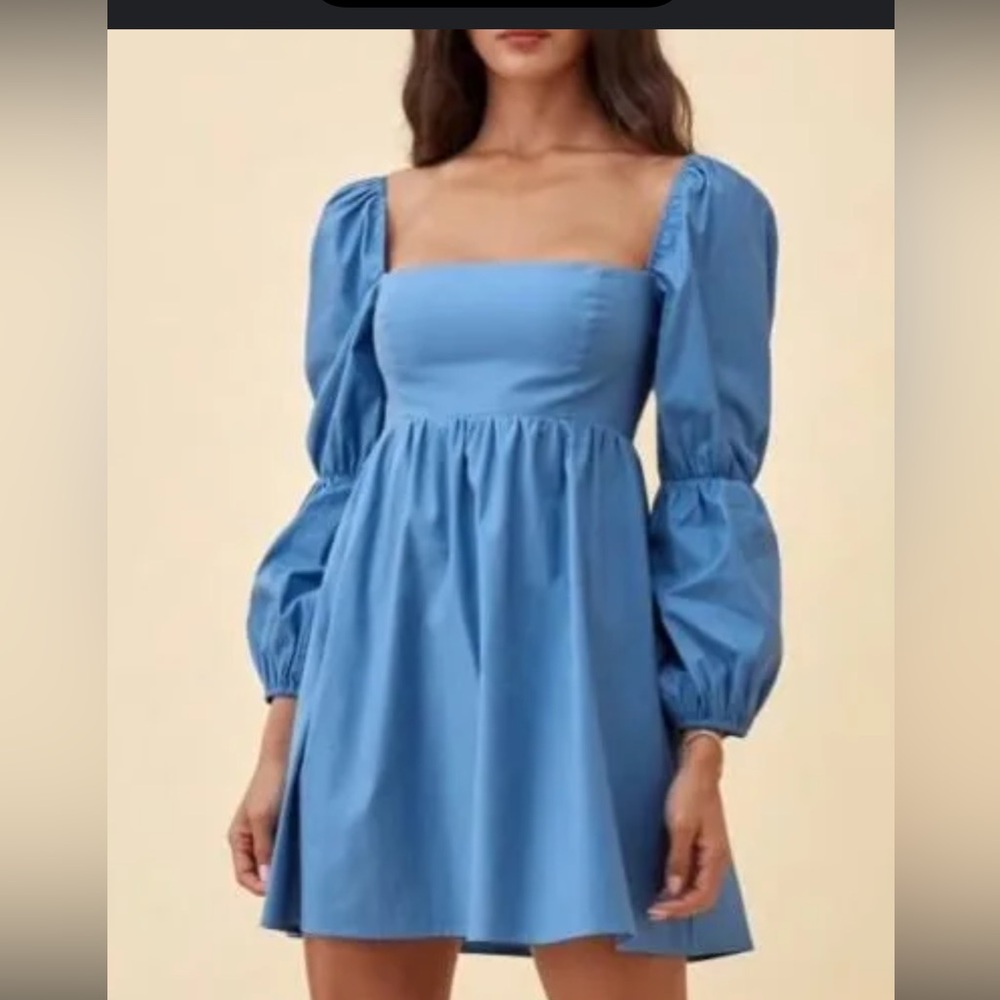 Blue Long Sleeve Dress